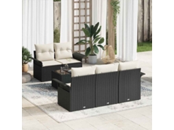 Vidaxl Conjunto De Sofás 6 Unid. Preto Vime Pe
