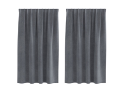 Conjunto 2 Cortinas Opacas Vidaxl Cinzento-claro Veludo (140 X 140 Cm)