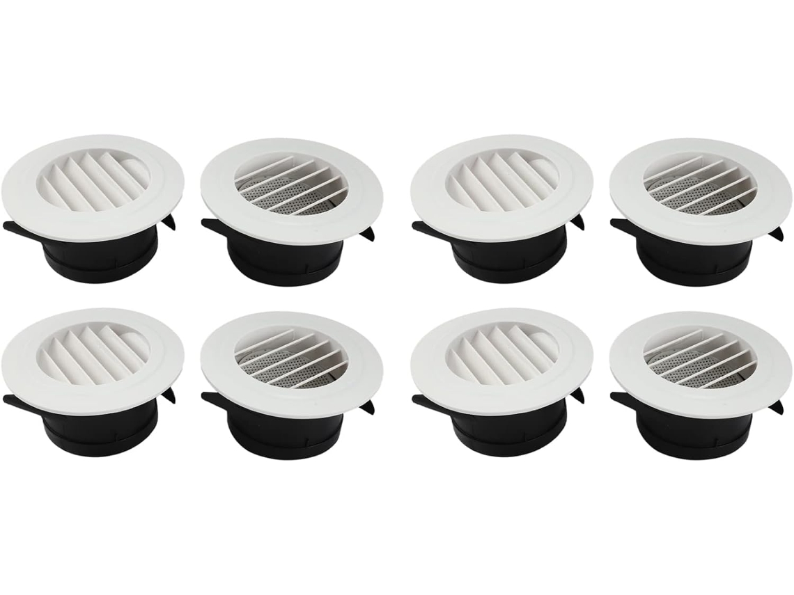 Conjunto de 8 Grelhas de Ventilação de 10 Cm com Tela Mosquiteira Integrada para Banheiro e Residências. SFUSHOS (4 Polegadas)
