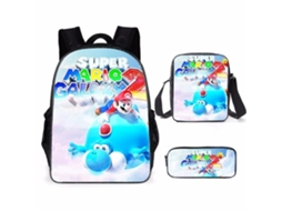 Conjunto De Três Peças De Mochila De Estudante  Mario32*