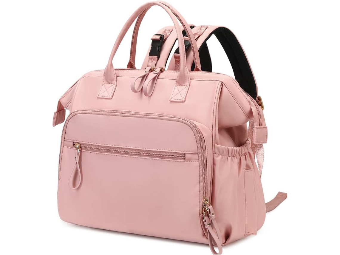 Mochila de viagem para saias de bebê com bolsa antifurto, equipada com bolsa térmica, absorvente de saias rosa Siurn