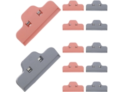 Clips para fechar sacos plásticos de alimentos, 12 unidades, 6 rosas e fitas, resistentes à umidade, para cozinha.