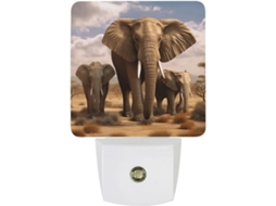 Luminária noturna LED em formato de elefante com sensores de luz para banheiro, corredor, escadas, quarto e cozinha.