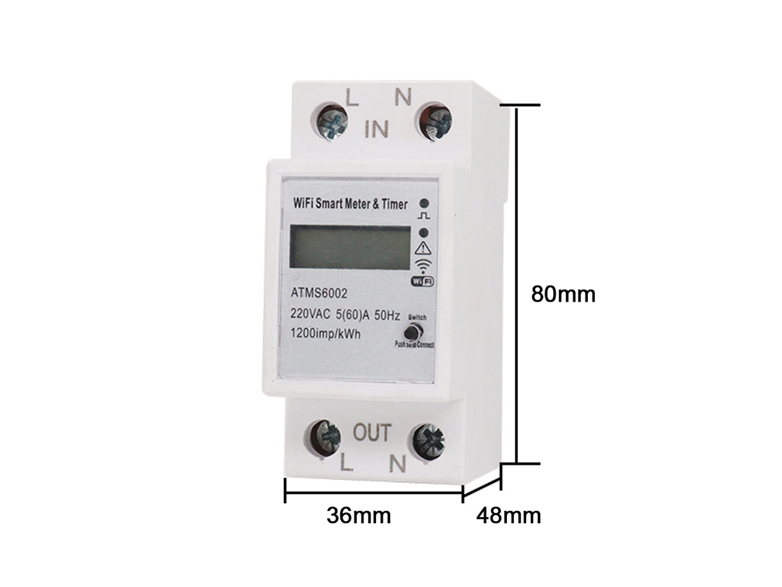 Medidor Elétrico YURU, Inteligente, WiFi, Controle Remoto, Energia
