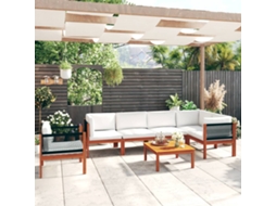 Vidaxl Conjunto De Jardim Com 7 Peças E Almofadas, Creme, 63x63 Cm