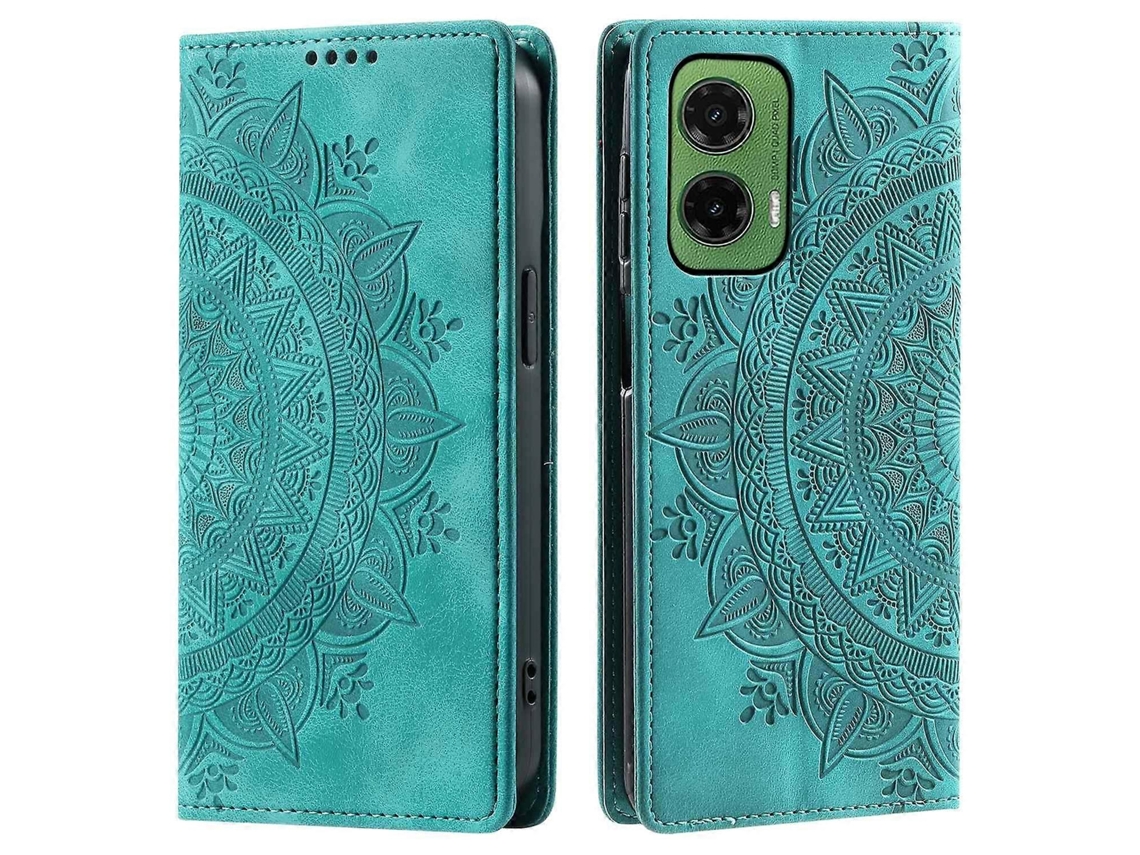 Capa Para Motorola Moto G35 5g, Modelo 010, Com Estampa Mandala, Fecho Magnético E Revestimento Em Couro Pu. Multicolorida