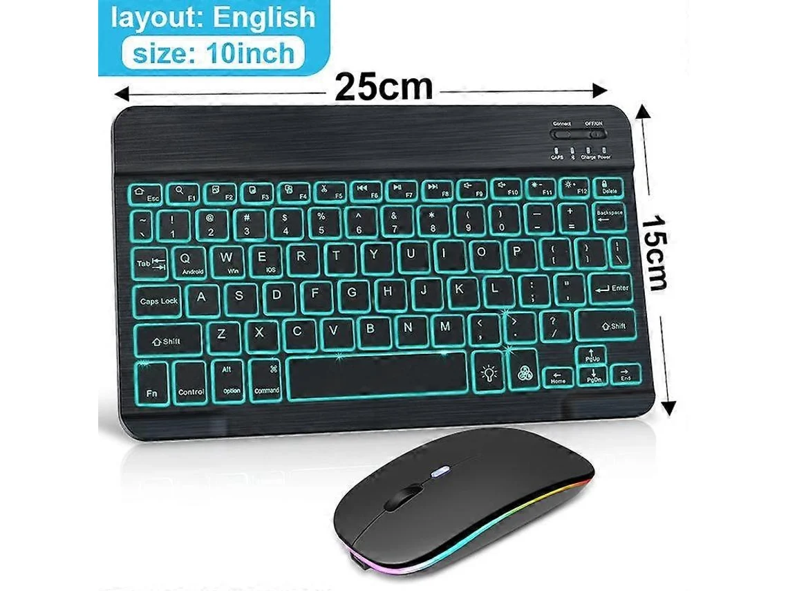 Teclado E Mouse Sem Fio Bluetooth, Espanhol, Russo, Mini Teclados, Tablet, Teclado Retroiluminado Para Telefone Profissional Ly Ebike