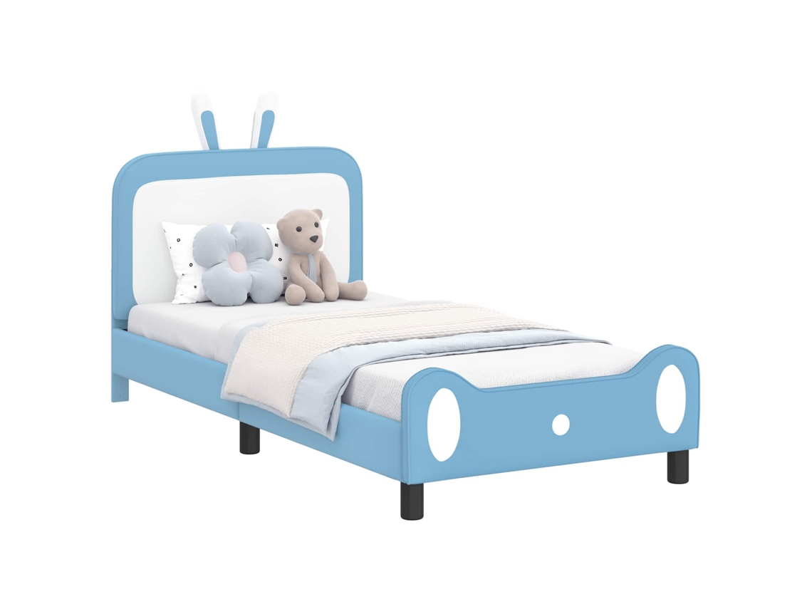 Vidaxl Estrutura De Cama Infantil Com Cabeceira Azul 90 X 200 Cm Pu