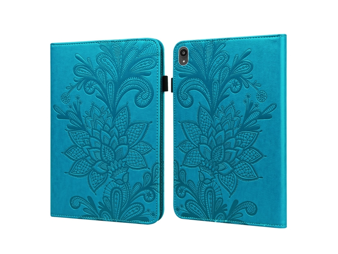 Capa De Couro Flip‑horizontal Halinuia Gravada De Renda Floral, Ranhuras De Cartão, Carteira E Moldura Fotográfica, Para Lenovo Tab P11 Tb‑j606f