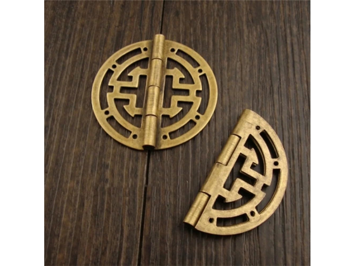 Conjunto De 2 Dobradiças Redondas Latão 45mm, Dobradiças Decorativas Vazadas Para Móveis, Para Caixa De Joias Madeira