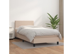 Vidaxl Cama Com Molas/colchão 100x200 Cm Couro Artificial Cappuccino