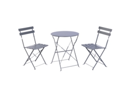 Conjunto De Mesa Com 2 Cadeiras Home Esprit Cinzento Metal 60 X 60 X 71 Cm