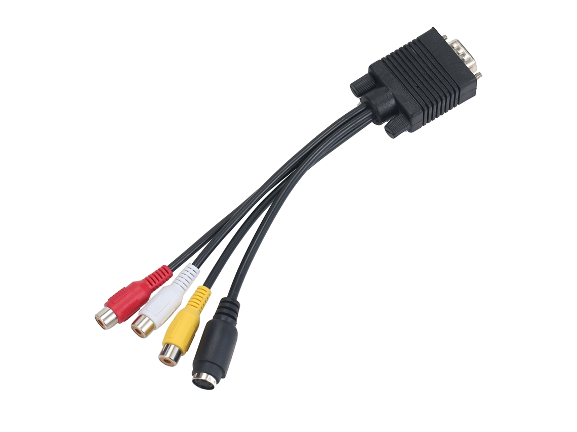 Cable adaptador convertidor VGA a S video 3 Rca para TV AV con conectores macho de 15 pines y hembra de 4 pines | S/MARCA