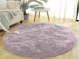 Lurelia Tapete Exterior Redondo Poliéster Antiderrapante Macio Fofo Branco 120x120 Cm R274