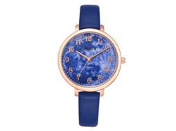 Reloj De Cuarzo De Pareja Con Correa De Cuero Pu Fashion, Dial Numerado (azul)