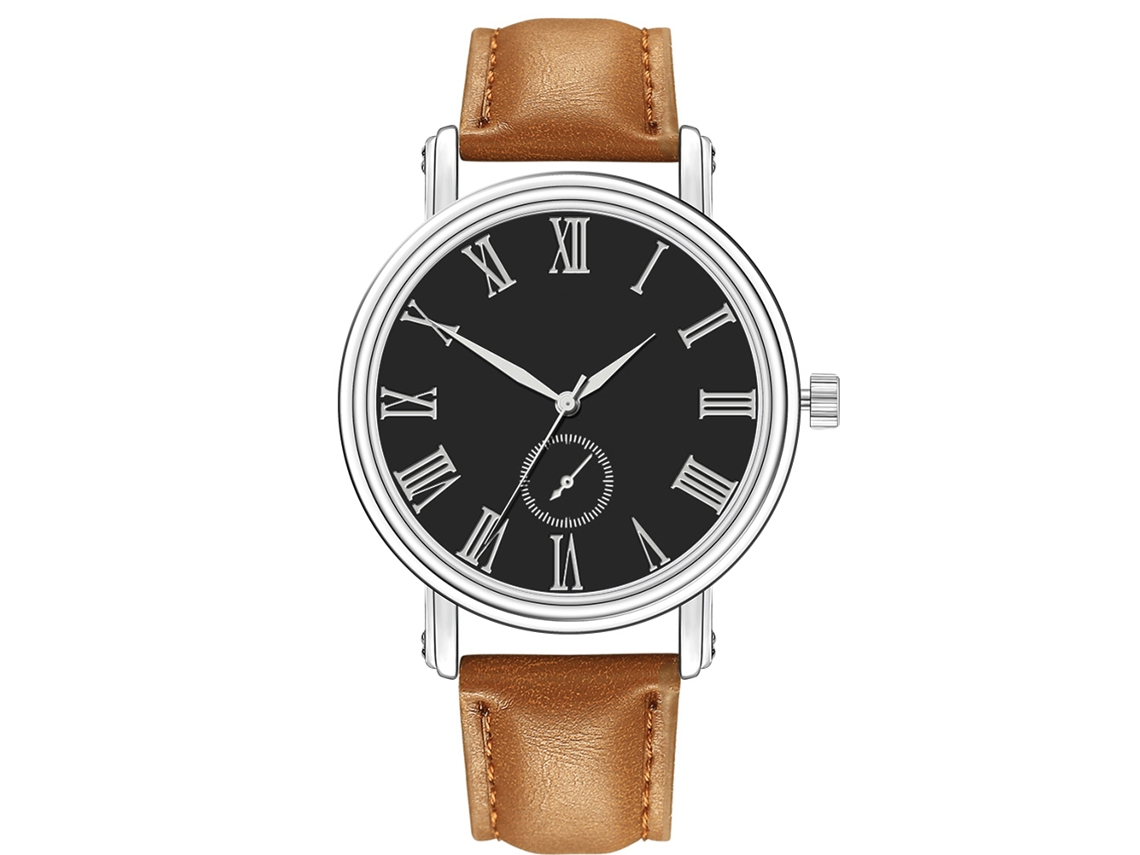 Relógio Masculino de Quartzo Casual com Cinto de Couro Artificial (pale Coffee Black)