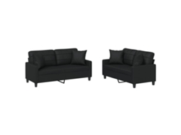 Sofa Set, Sofa Sets Vidaxl Preto Couro Artificial (n/a)
