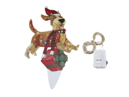 Decoração de cachorro natalino ao ar livre com luzes LED para jardim ou varanda | S/MARCA