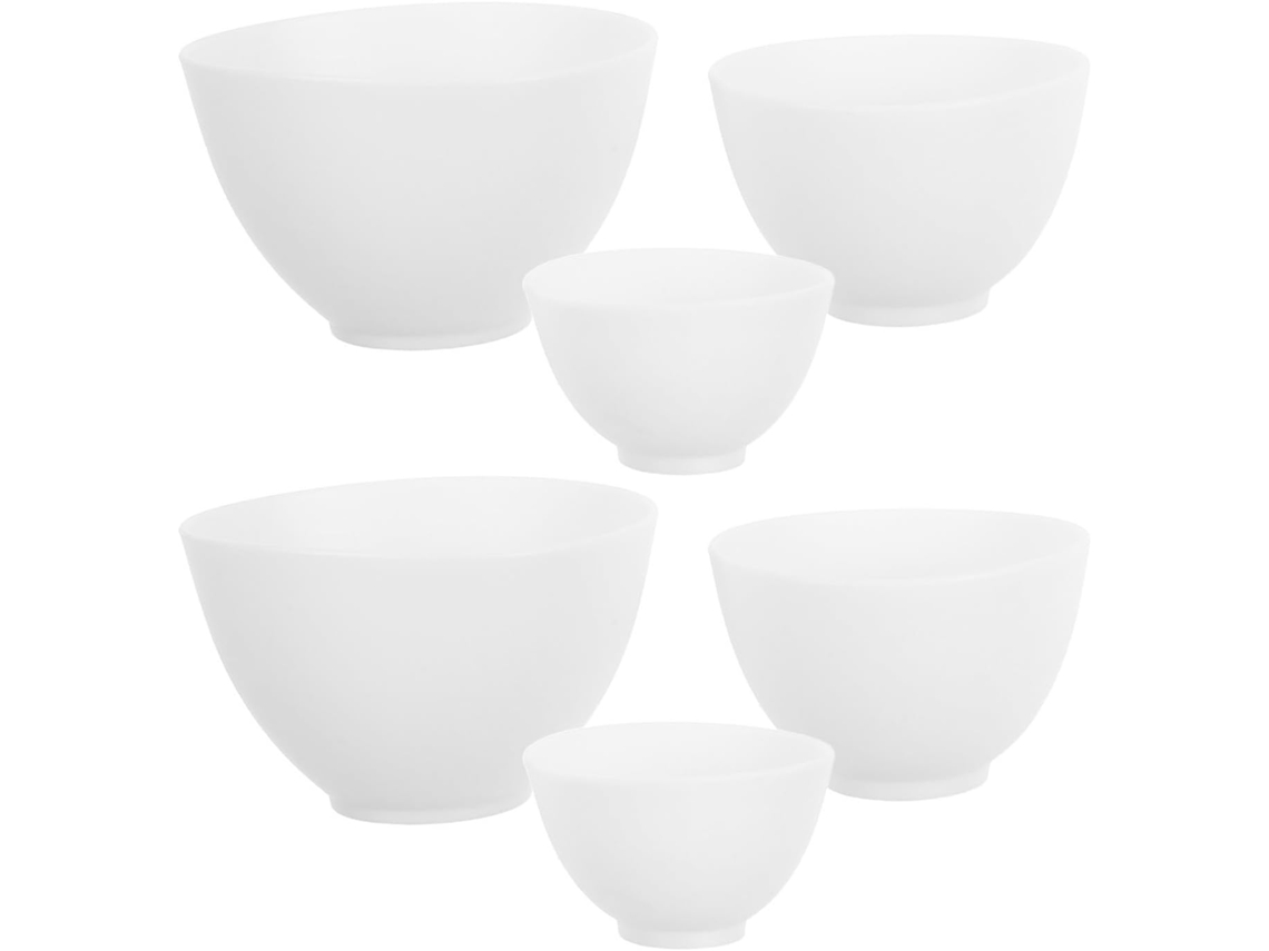 Conjunto De 6 Tigelas De Silicone Para Máscaras Faciais Caseiras, Brancas.