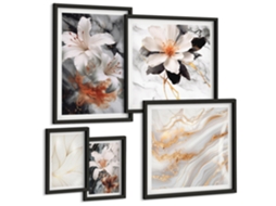 Conjunto De Pinturas Fundo Floral Marmorizado Elegância Espelharte (5 Peças)