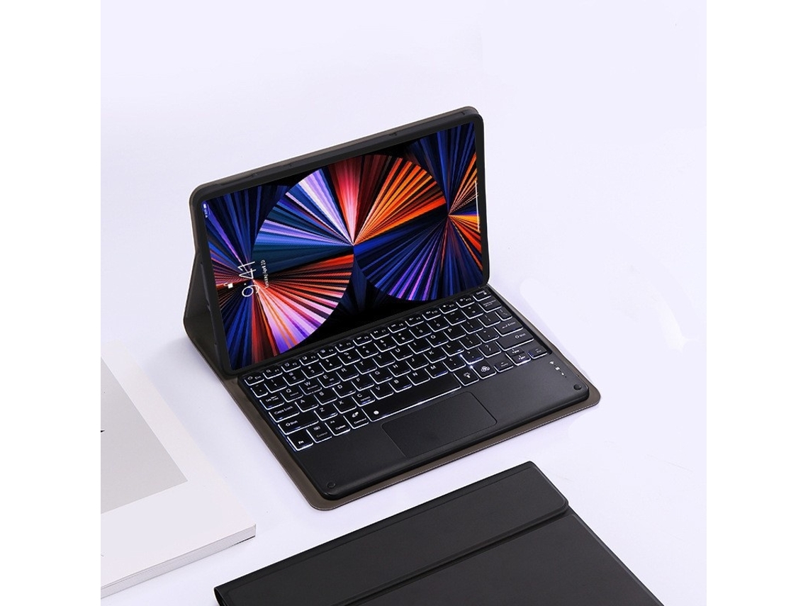 Capa Com Teclado Para Lenovo Idea Tab Pro 12.7 Polegadas 2025, Com Touchpad E Retroiluminação Rgb Destacável Cor Preta Elysve
