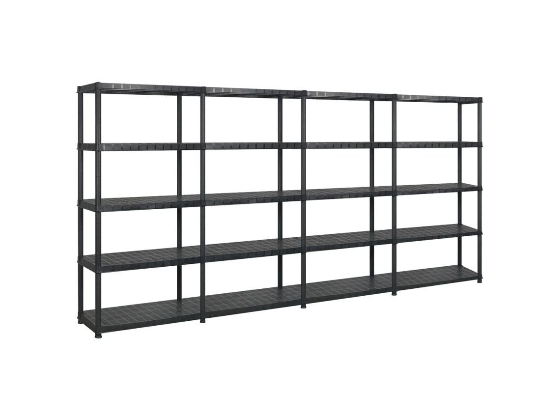 Vidaxl Unidade Com 5 Prateleiras 366x45,7x185 Cm Plástico Preto