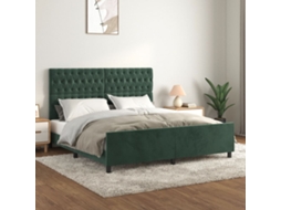 Estrutura de Cama com Cabeceira Veludo Verde (180x200cm)
