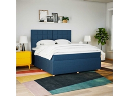 Vidaxl Cama Com Molas/colchão 180x200 Cm Tecido Azul