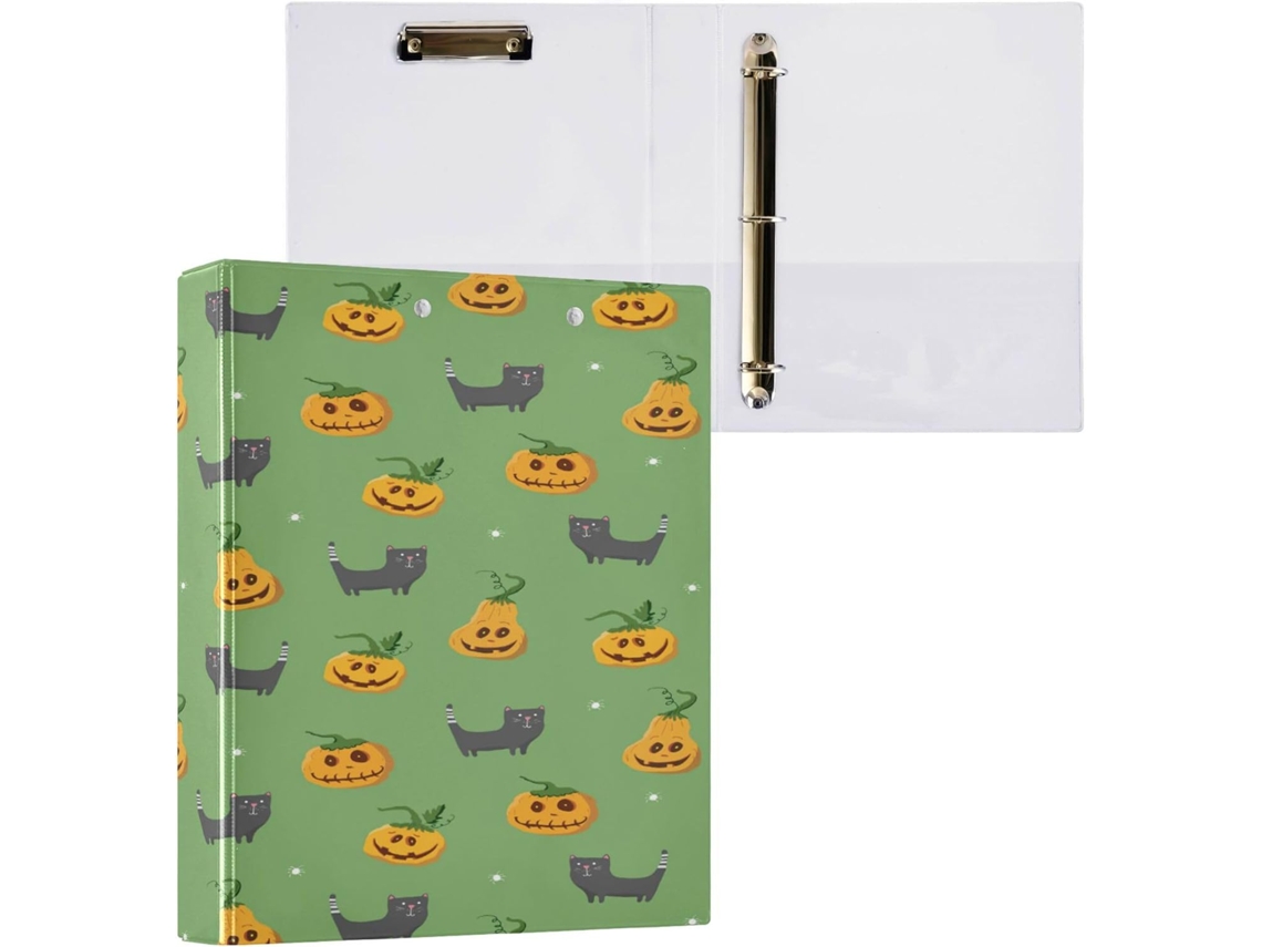 Conjunto de 1 1/2 Fichário 3 Argolas 1,5 Polegadas com Prancheta para Material Escolar, 200 Folhas, Estampas F