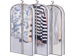 Capa Protetora Para Pendurar Roupas 100cm, Saco Organizador Para Ternos, Capa Plástica Para Jaqueta, Casaco, Suéter E Camisas Pacote Com 3