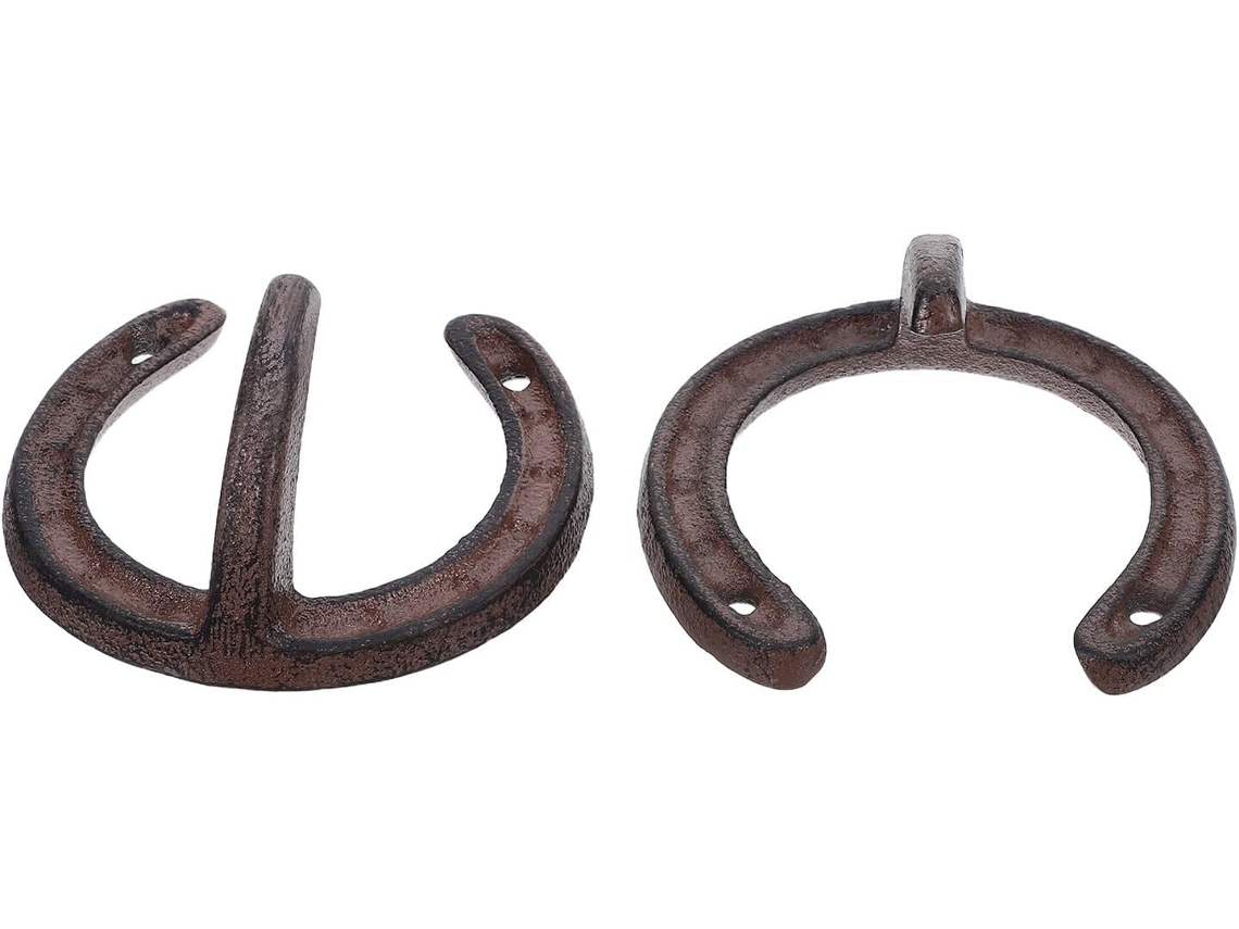 Conjunto De 2 Ganchos Parede Em Ferro Fundido Reforçado Formato Ferradura, Ideais Para Uso Interno Em Casas De Campo Com