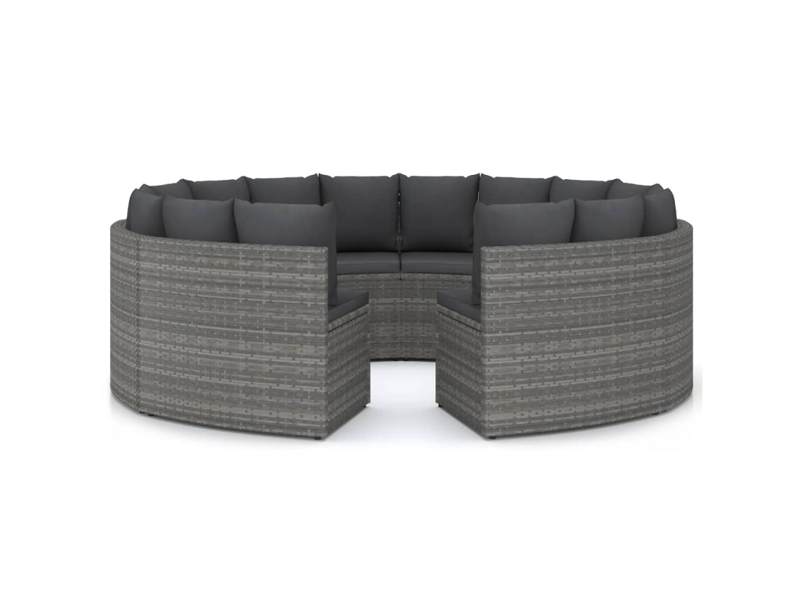 Maison Exclusive - 8 Pcs Conjunto Sofás De Jardim C/ Almofadões Vime Pe Cinzento