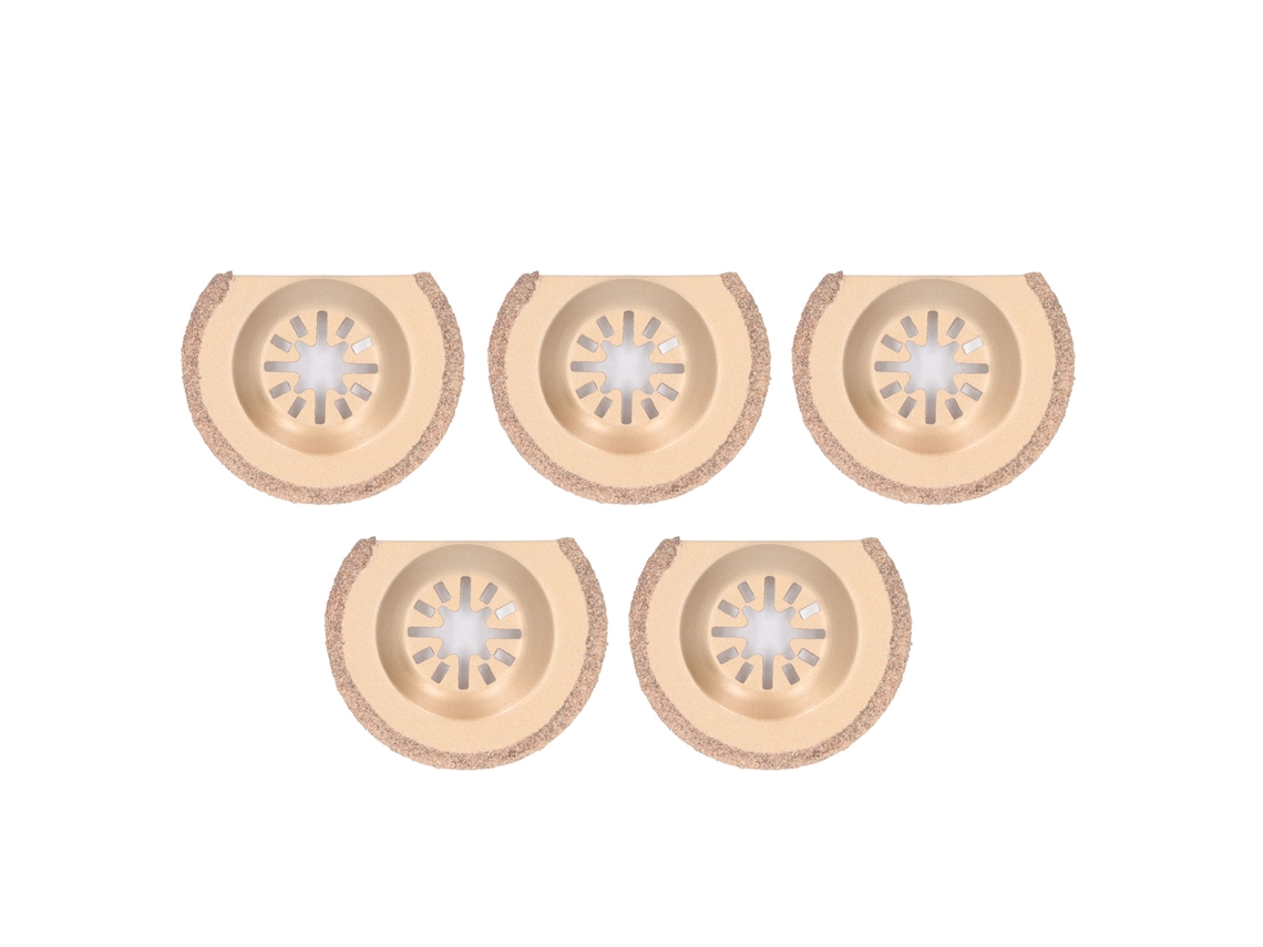 Conjunto de 5 lâminas de serra oscilante semicirculares de 64 mm, lâmina multifuncional Carbeto para madeira e plástico.
