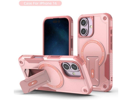 Capa Magsafe Iphone 16 Com Suporte, Carregamento Sem Fio, Proteção Antichoque, Dupla Camada Pctpu E Cantos Reforçados