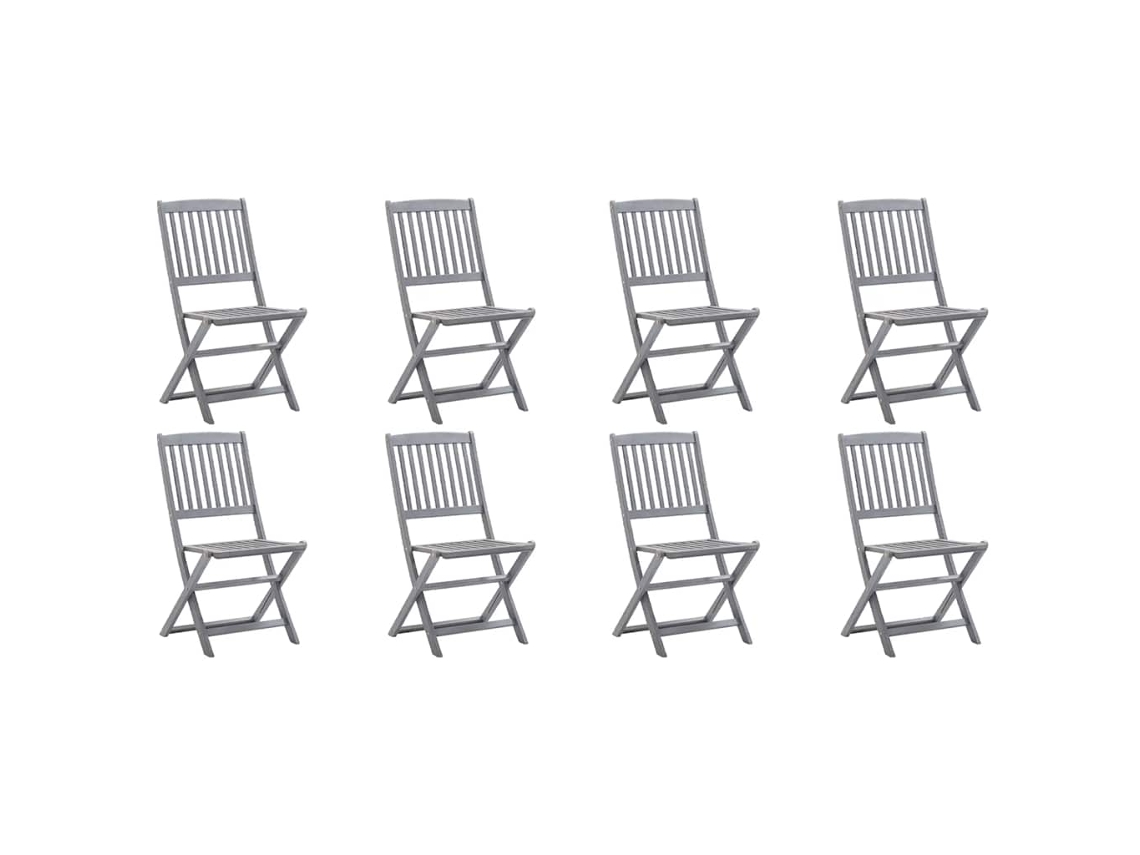 Maison Exclusive - Cadeiras De Exterior Dobráveis 8pcs C/ Almofadões Acácia Maciça