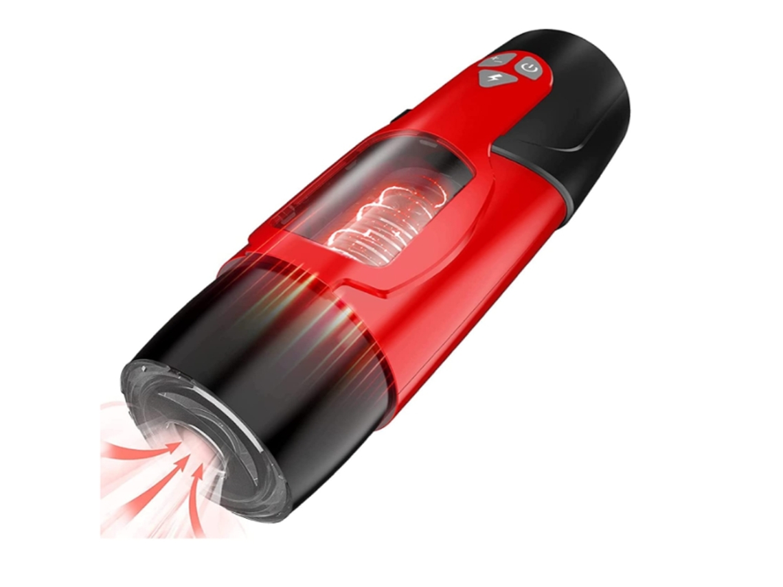 Copo Masturbador Masculino Automático Com 7 Modos De Rotação Potente Para Estimulação Do Pênis, Vermelho