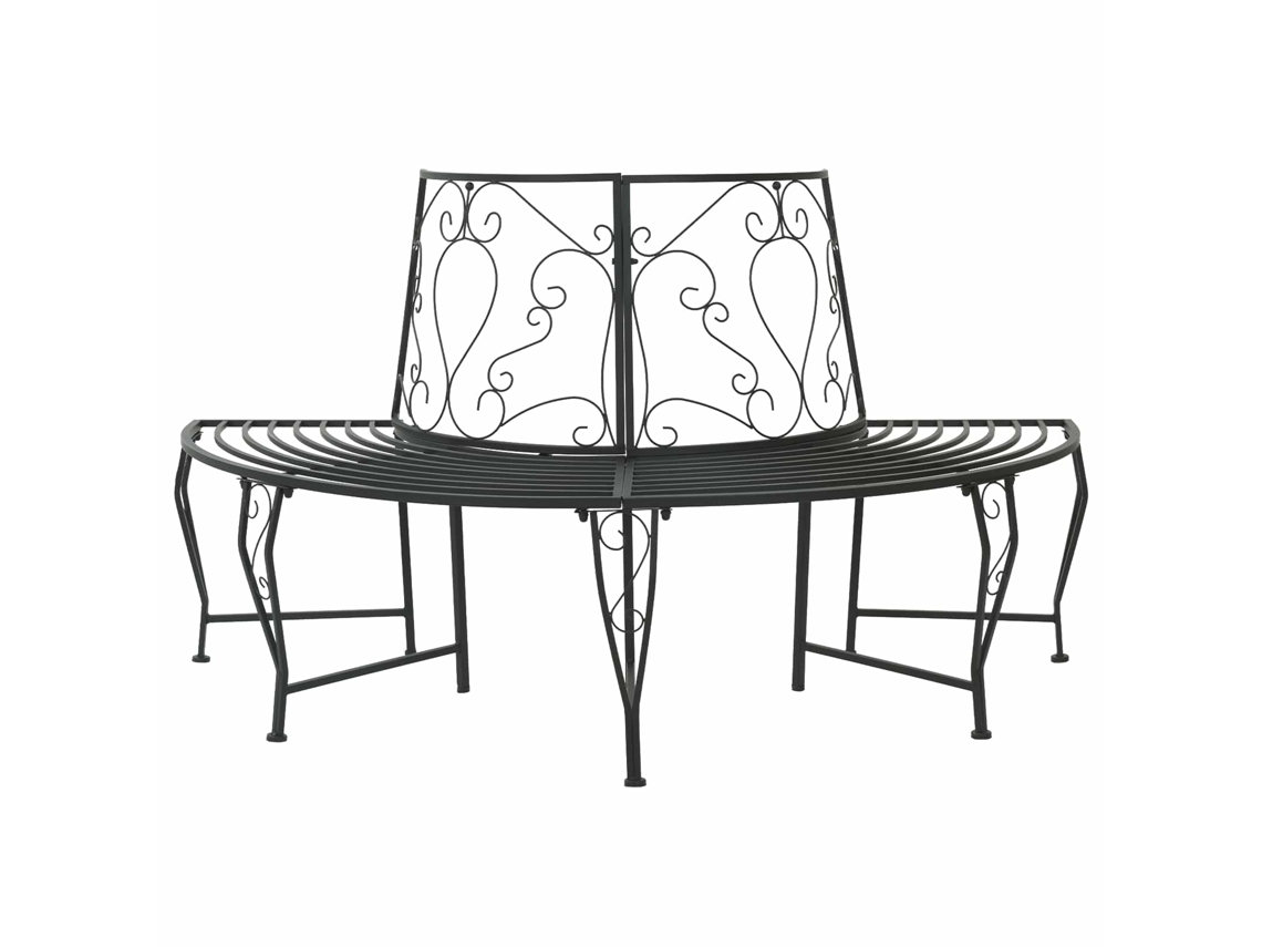 Vidaxl Banco De Árvore 4-número De Lugares 160 X 80 X 89 Cm Aço Preto