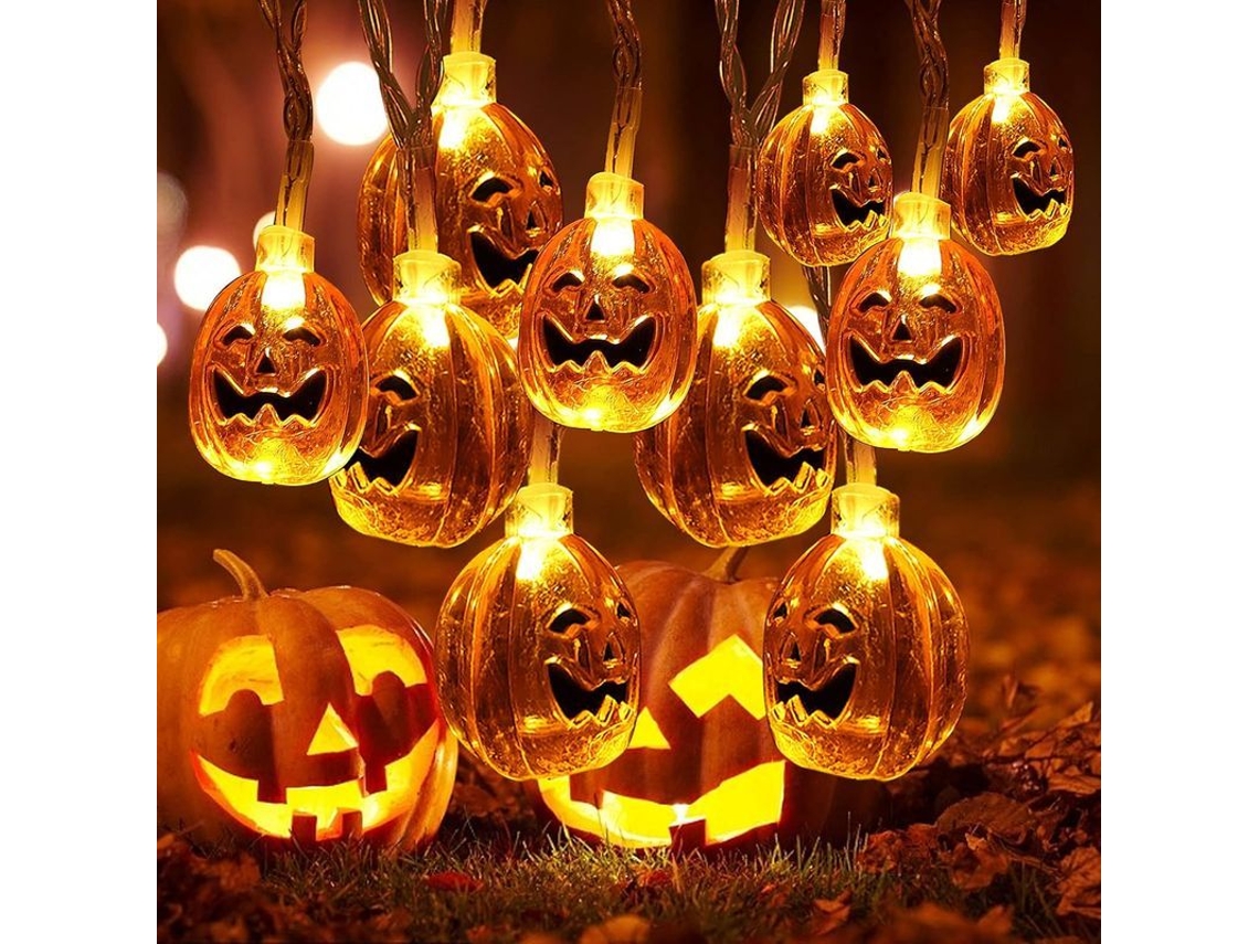 Luzes De Halloween Em Forma De Abóbora, 10ft 20 Led 3d Com 2 Modos, Operadas Por Bateria