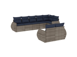 Conjunto de Sofá de Jardim, 8 Peças, Almofadas, Rattan Cinza MAISON EXCLUSIVE