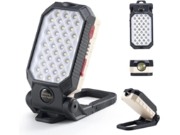 Lanterna de trabalho recarregável, 1000 lumens, LED, com base magnética, gancho e suporte ajustável de 170°