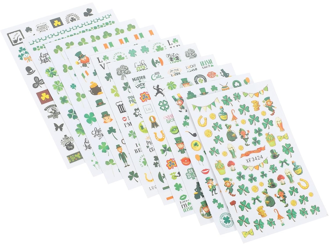 10 Feuilles Pour Ongles Trèfle Papier