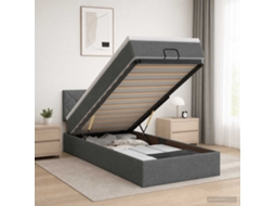 Vidaxl Cama Ottoman Com Colchão E Led Cinzento-escuro 80 X 200 Cm