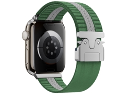 Bracelete para Apple Watch 46/49/45/44mm Nylon Trançado com Fecho de Paraquedas Verde e Branca XIAOMOYU