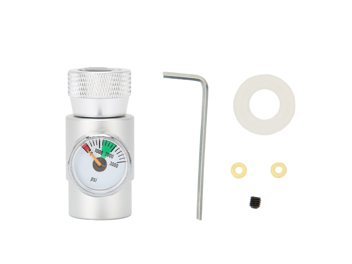 Adaptador de Recarga Co2 com Manômetro 3000psi Prata