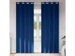 Vidaxl Cortinas Blackout Com Argolas 2 Unid. Azul Escuro 245 X 140 Cm