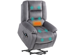 Cadeira de Tv com Suporte de Silêncio. Função de Aquecimento e Massagem. Controle Remoto e Bolso Lateral. Cinza Escuro Ge