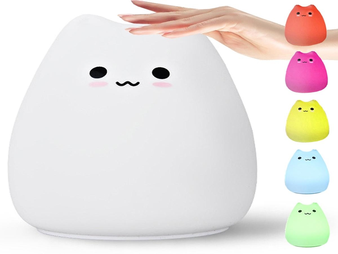 Lurelia Pelúcia Luminosa em Formato de Gato com Silicone Sólido, Pelúcia, Sensor Touch e RGB para Bebês e Crianças, para Cabeceira