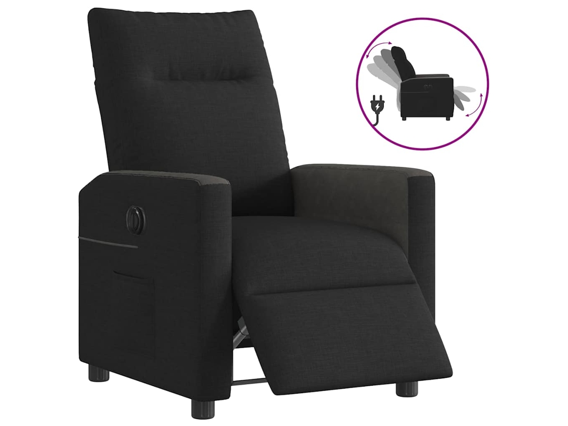 Vidaxl Poltrona Elétrica Reclinável Tecido Preto