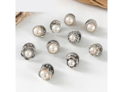 10 Broches Antidesgarro De Ropa Para Cuello Ajustables Desmontables Decorativos Y Prácticos Perla Branca