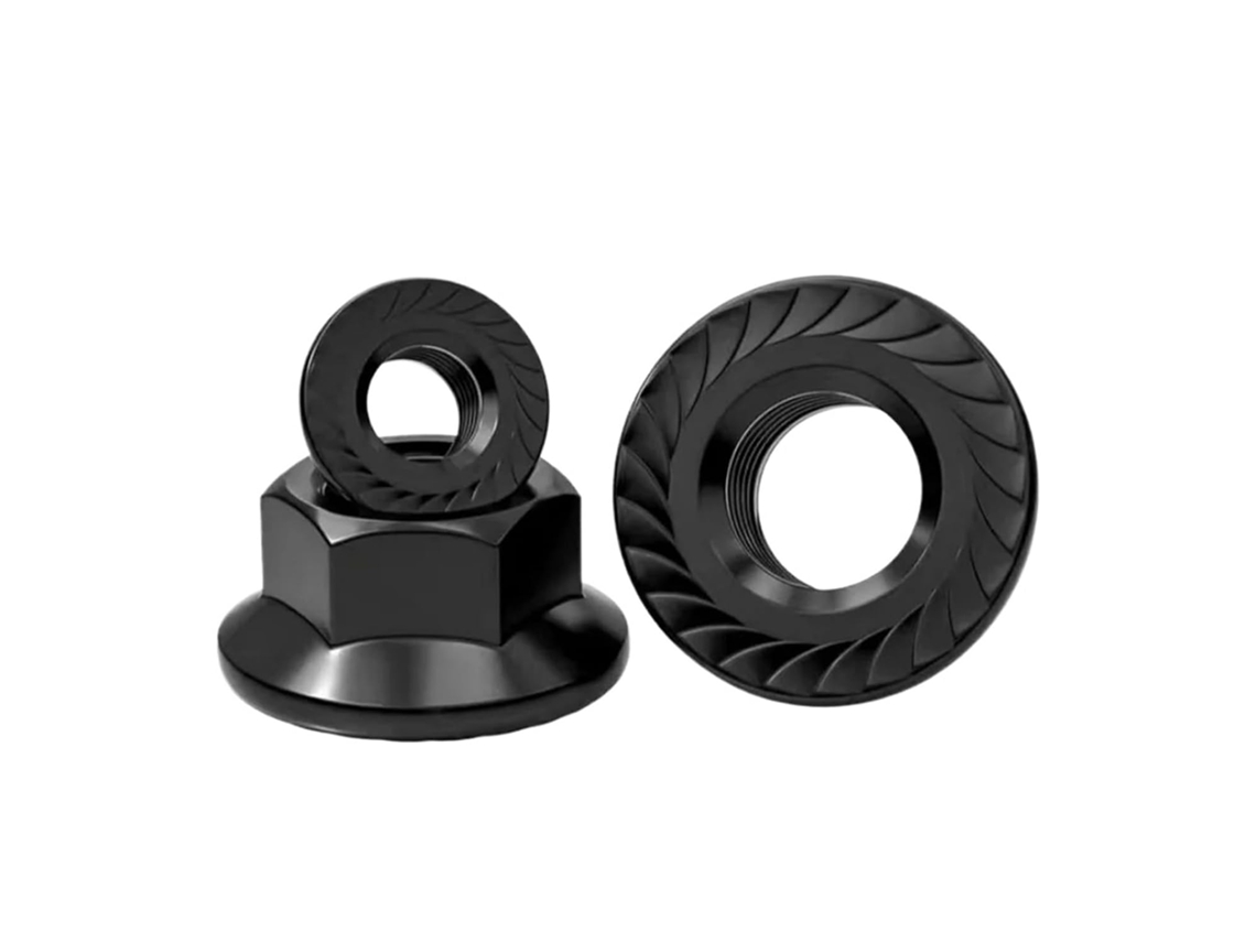 Porca Sextavada Com Flange Din6923 Antiderrapante, Zincada Preta,